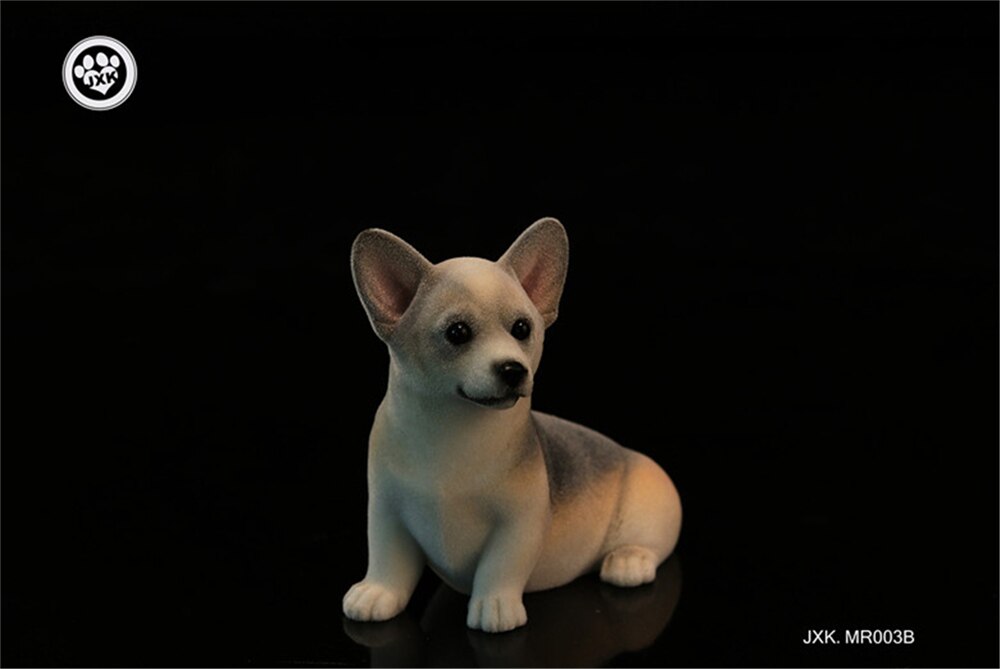 JXK Fluff Pembroke Welsh Corgi Dog Pet Healing Figure Canidae Animal Collector Toy Resin Desktop Decoration: JXKMR003B