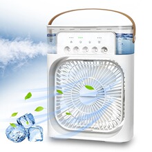 2025 Schreibtischventilator mit 5-Wege-Nebelkühlung – oszillierend, Aromatherapie, bunten LED-Lichtern und Timer für Zuhause oder Büro: verrotten
