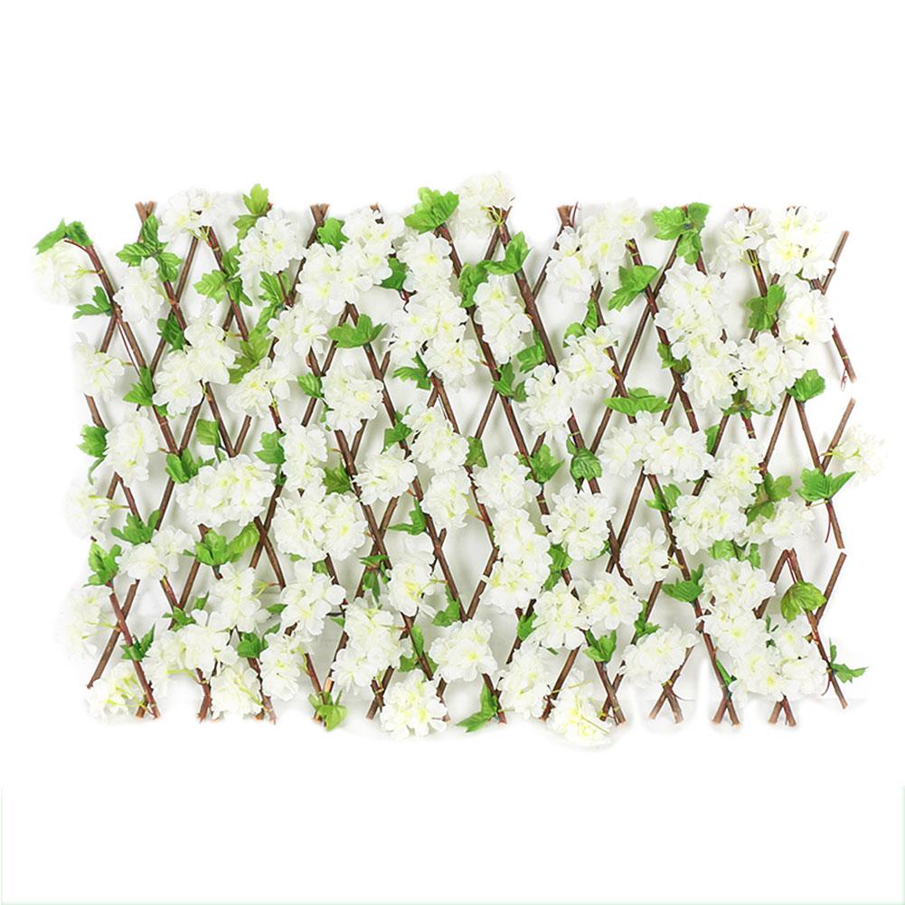 Træ hæk med kunstige blomster blade have dekoration screening ekspanderende espalier privatliv skærm: E