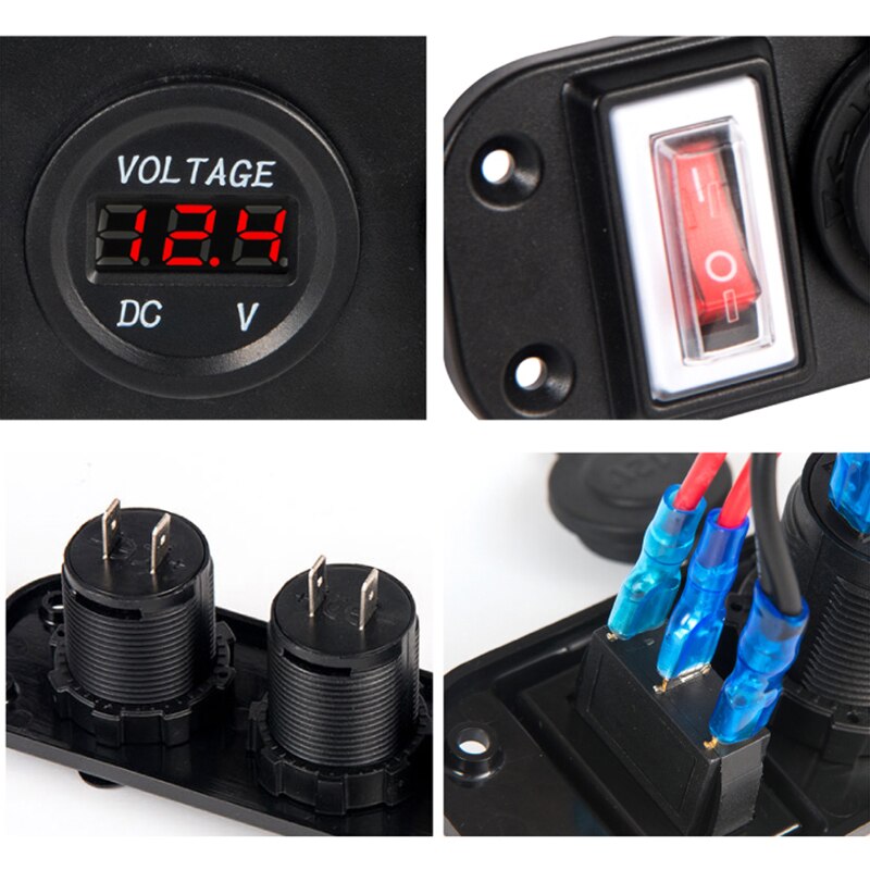 Tuimelschakelaar auto usb-aansluiting snellader adapter auto sigarettenaansteker 4.2a usb paneelmontage aansluiting auto voltmeter usb opladen