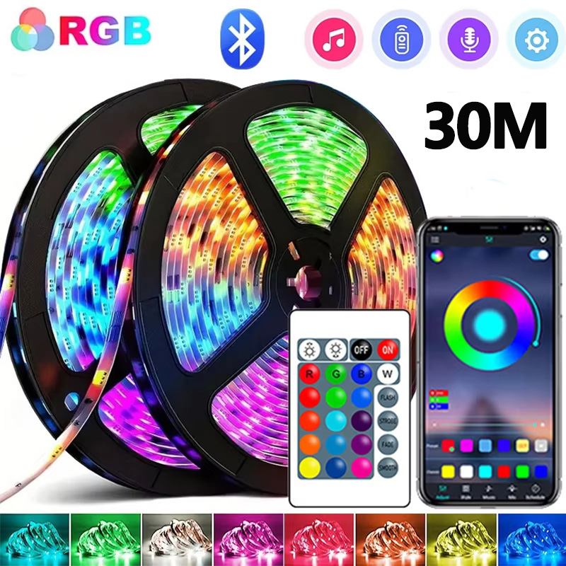 1M-30M RGB LED-striplicht Bluetooth APP Controle Kleur veranderend licht Flexibele LED-lamptape voor TV-achtergrondverlichting Kamerdecoratie: Bundle8