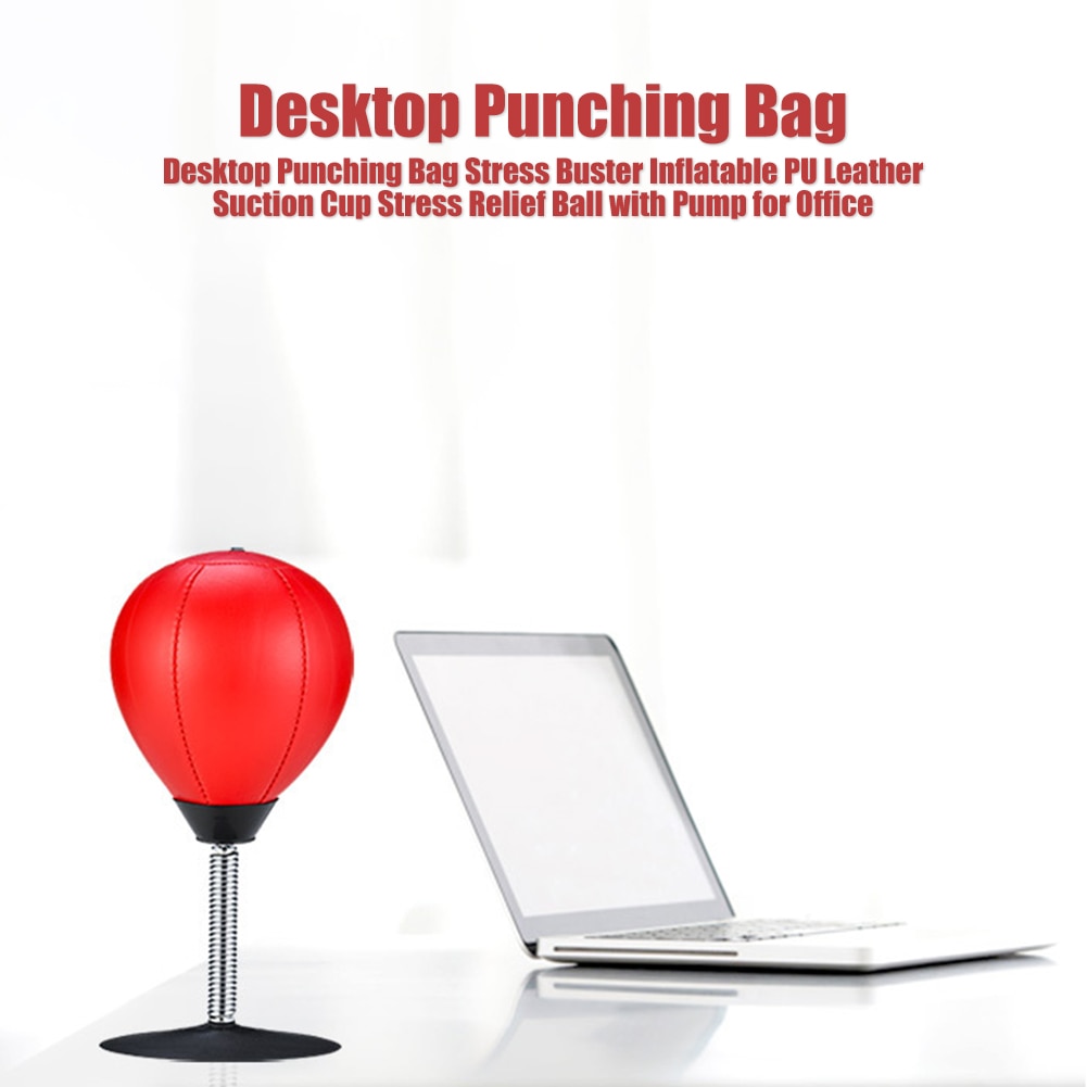 Stress Buster Punching Bag PU Leather Stress Relief Desktop Ball with Pump for Easy Safety Exercise Accessories