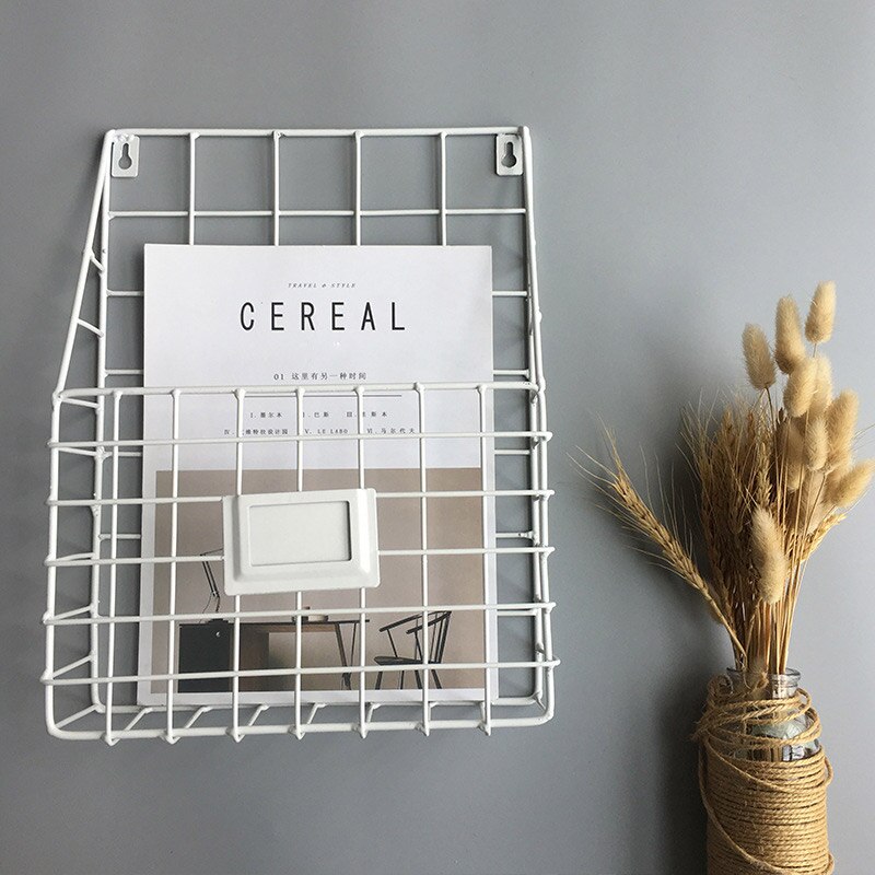 Simple Wrought Iron Wall-mounted Large Newspaper and Magazine Rack Office Wall Decoration Book Newspaper Storage Rack