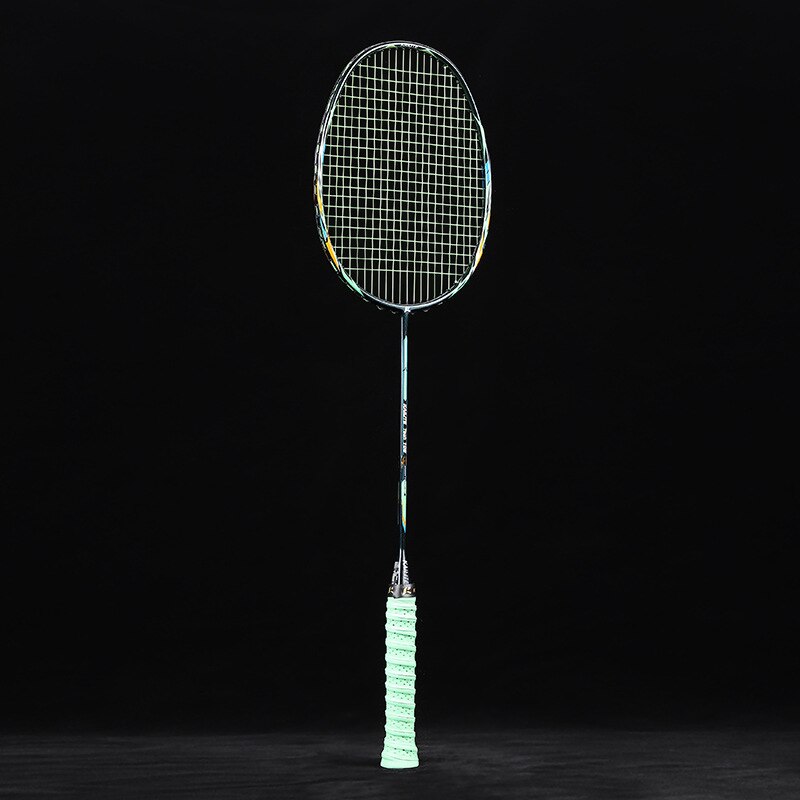 Ultralight 50g 10U Carbon Fiber Badminton Racket Super Lightest Graphite Racquet With String 30LBS Adult -40: green