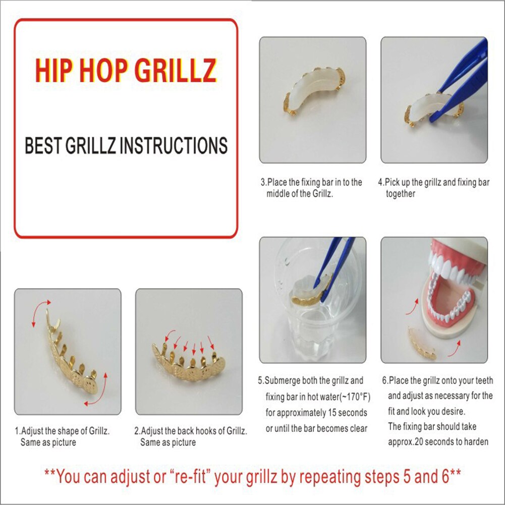 1 Pc Gold Silver Color Grillz Tooth Cap Crystal Stick Shape Top Teeth Case Rock Hip Hop Teeth Cover Grills Braces Teeth Decor