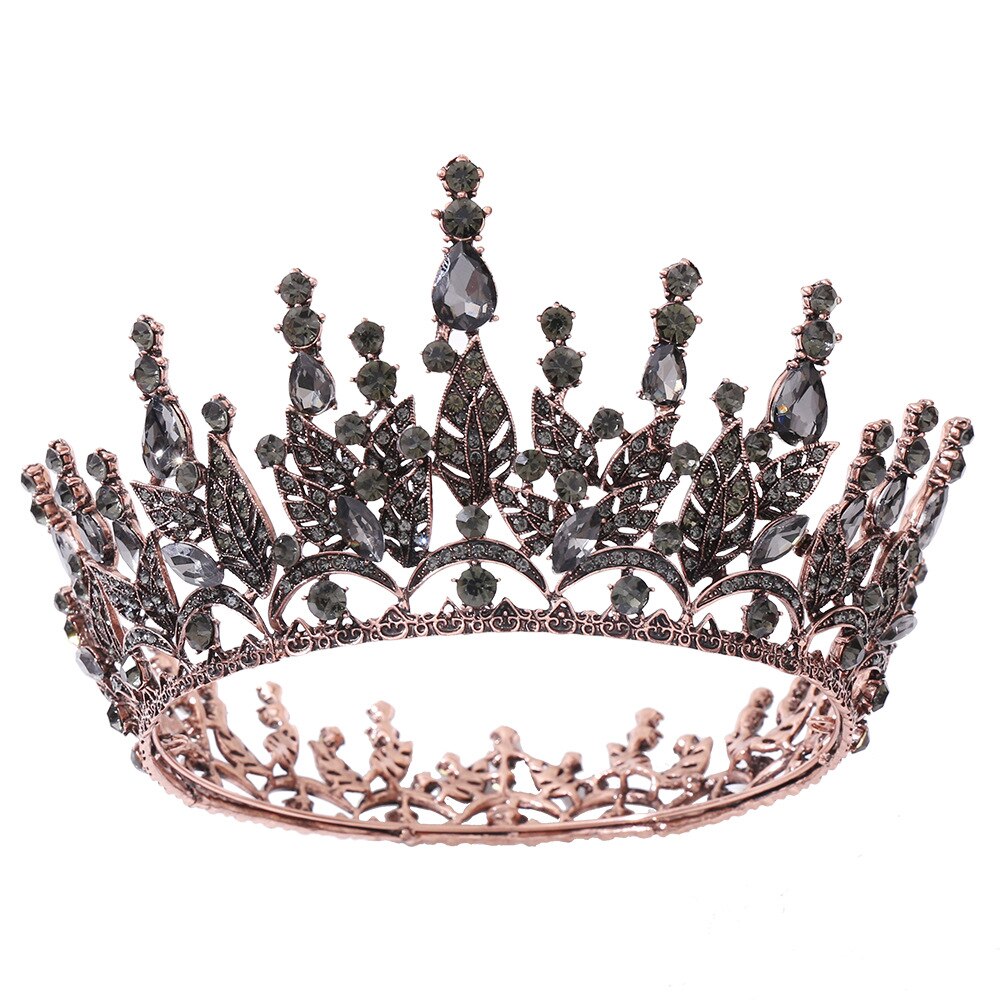 Diadema barroca Vintage con diamantes de imitación para mujer, Tiaras y coronas, accesorios para el cabello para novia y boda, joyería, tocados: Black