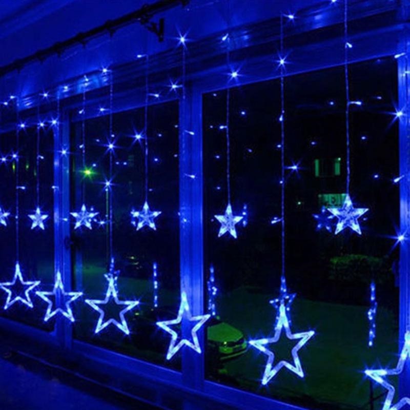 2.5m 138 led moon star fairy lights julestjerne string lys guirlande led gardin til bryllup/hjem/fest/fødselsdagsdekoration