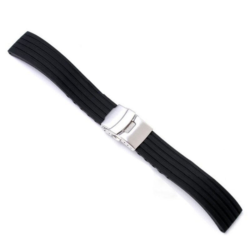 18mm/ 20mm/22mm/24mm reloj hombre Silicone Rubber Watch Strap Deployment Buckle Waterproof Band women's watches Accessories