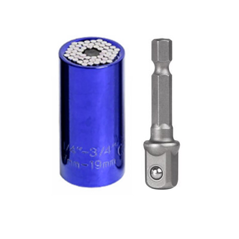 7-19mm Power Drill Adapter Hand Tools Universal Torque Wrench Spanner Grip Multi Function Ratchet Socket Sleeve: Blue