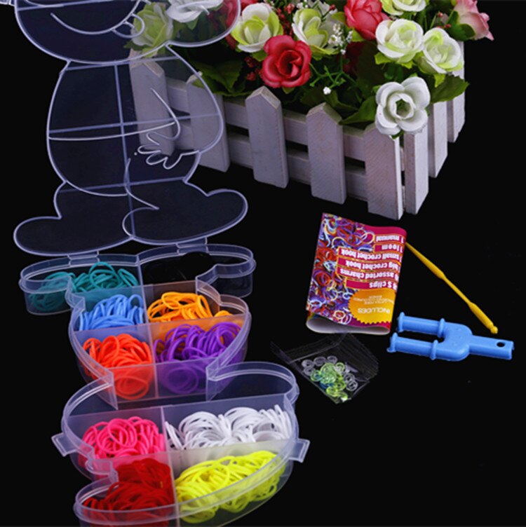 Vävband gummiband armband för barn eller hår färgglada gummi vävstol band gör vävda armband diy leksaker jul