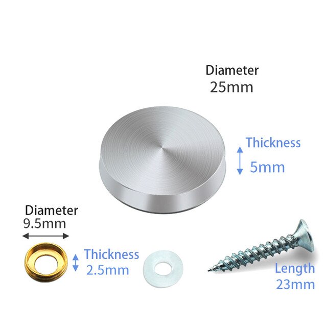 Tornillos decorativos de acero inoxidable para espejo de mesa, tapa de cristal para publicidad, sujetadores de uñas, sujetadores para muebles, 8 piezas: 25mm