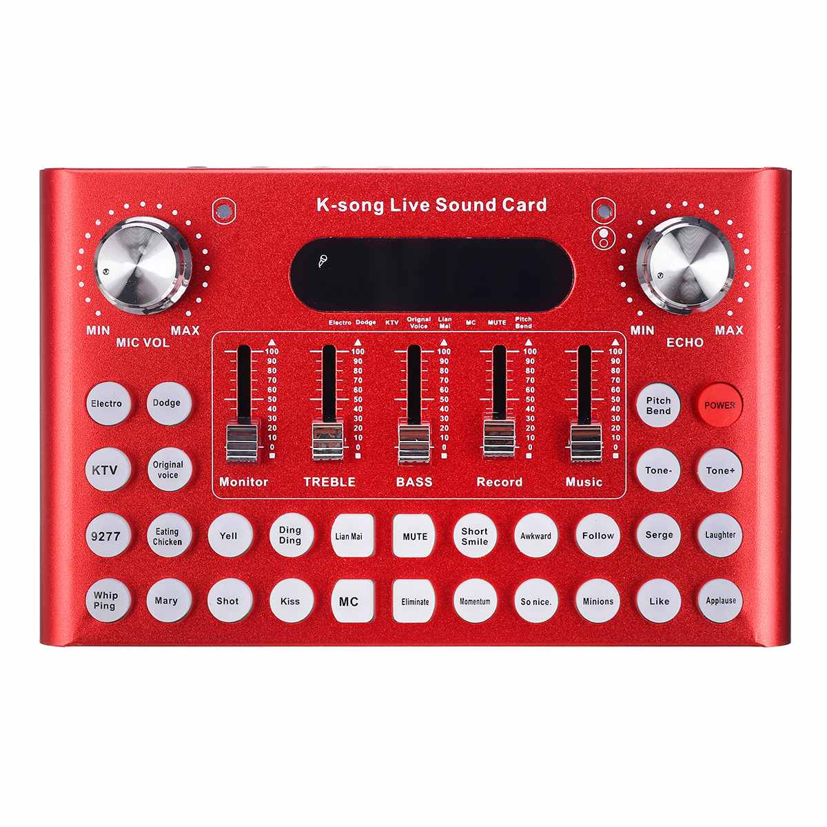 Sound Card Bluetooth Webcast Live Sound Card 18 sound effects Dual-core DSP Microphone Sound Card for Computer Mobile Phone KTV: Red