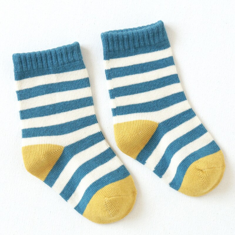 2020 nowych dzieci bawełniane w paski skarpetki chłopcy dziewczęta modne skarpetki dzieci babie lato miękkie skarpetki: jezioro niebieski / M(1-3T)