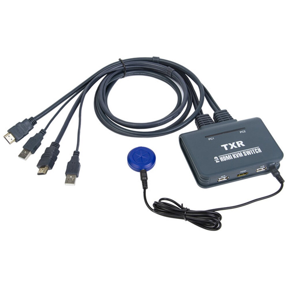 2 Port HDMI Accessories Notebook USB Keyboard Mouse Button With Cables KVM Switch Computer Dual Monitor Splitter Box