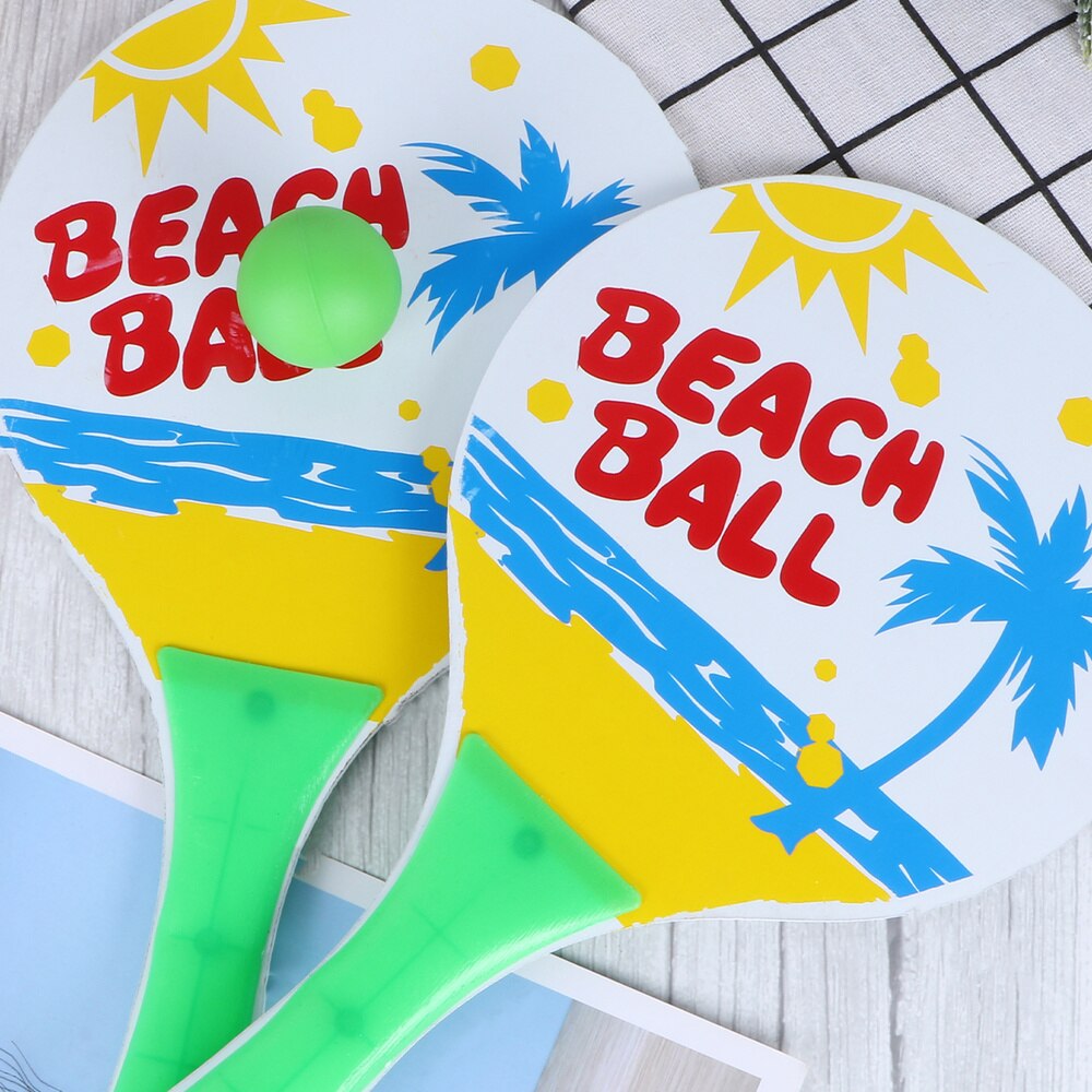 3pcs Children Small Badminton Ball Beach Rackets Beachball Racket Kids Outdoor Supplies (2pcs Racket + 1pc Round Ball Assorted C