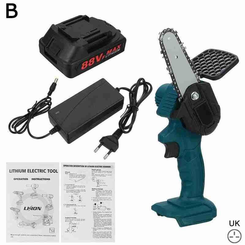 Electric Chainsaw Batter Charging Portable Mini Pruning Logging Tool Chainsaw Woodworking Electric Garden Lithium Battery S A2X7: UK  with a Battery