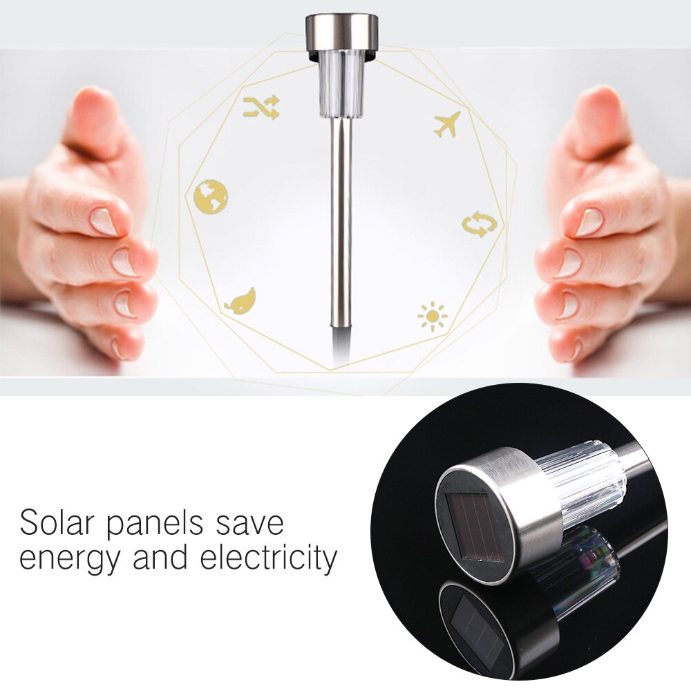 12 Stuks Led Solar Tuinverlichting Rvs Gazon Licht Tuin Energiebesparende Solar Lampen Voor Tuin Yard Gazon decoratieve