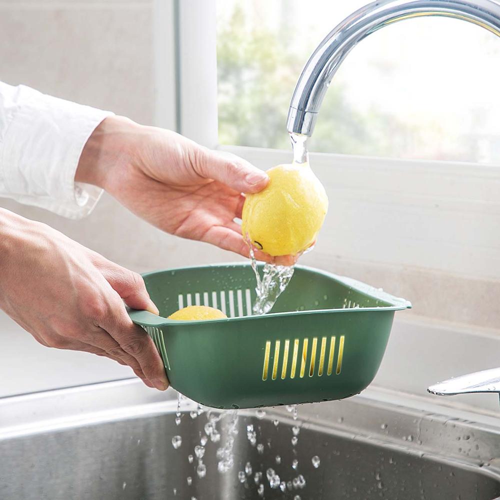 2 sztuk/zestaw zlewozmywak podwójny kosz spustowy mycia owoców Colanders ociekaczem umywalka warzywa spustowy sito robić mycia żywności filtry