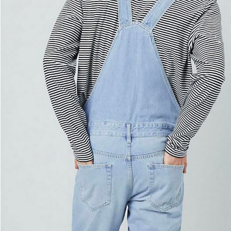 Pantalones vaqueros con pechera para hombre, petos vaqueros largos lavados, monos vaqueros rectos de Hip Hop, ropa de calle, mono Masculino