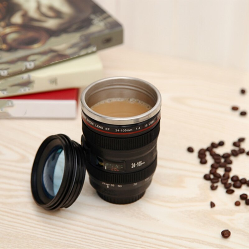 400Ml Stainless Steel Liner Camera Lens Mugs Coffee Tea Cup Mugs with Lid Novelty Thermocup Thermo Mug: Default Title