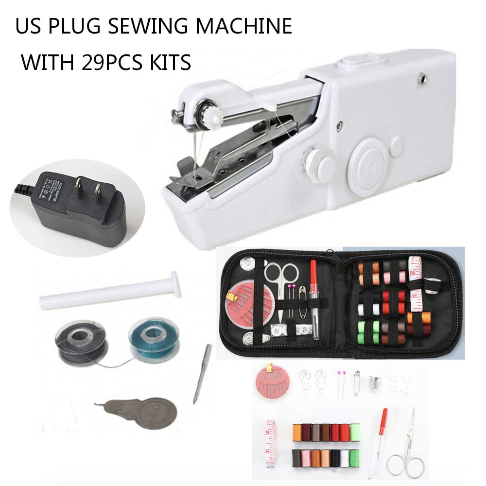 INNE Hand Sewing Machine Mini Portable Assistant Household Cordless Electric Stitch Needlework Set For Quick Repairs DIY Clothes: Red