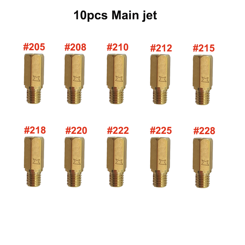 10 pz PWK PWM Jet Moto Carburatore Getti Principali Getti Pilota lento per Keihin OKO CVK NSR KSR carboidrati impostato Iniettore Ugello Carburador: Cachi