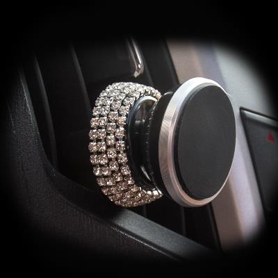 Diamant Kristal Auto Telefoon Houder Magnetische Air Vent Mount Mobiele Telefoon Stand Magneet Ondersteuning Mobiele in Auto GPS Voor iPhone samsung: White