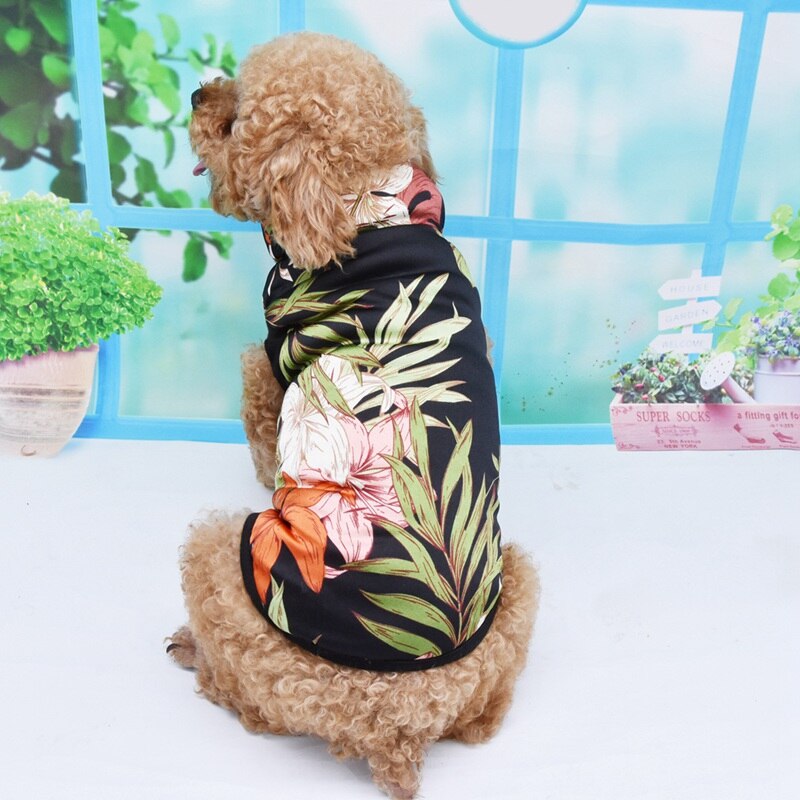 Vinter kæledyr hundetøj varmt kostume toppe planter kinesiske blomster trykt tøj tøj bomuld polstret sweater hund parkas