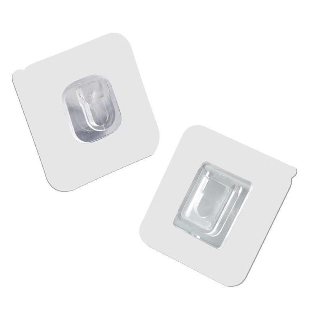 Crochet adhésif mural en plastique, support de suspension Transparent Double face, support de charge lourde ventouse