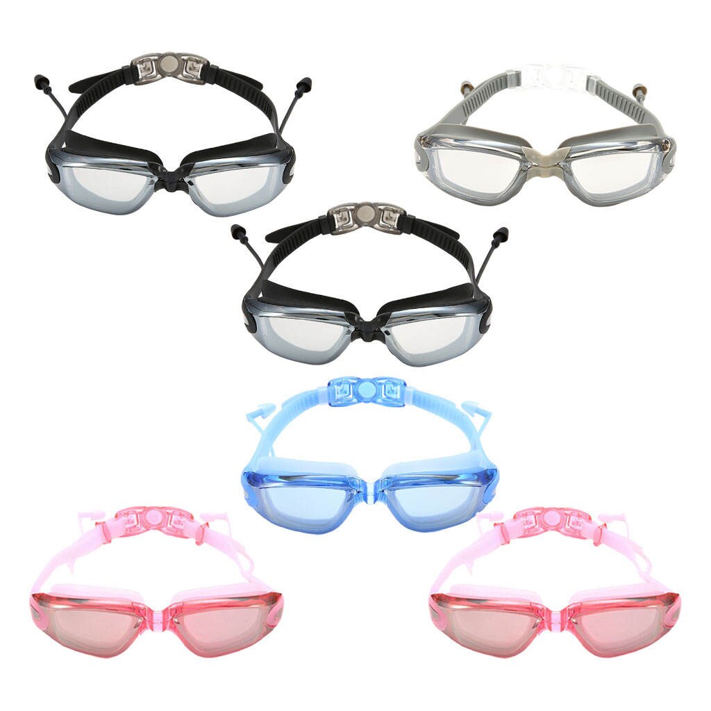 Silicone Swimming Goggles Polarized with Earplug Flat Light Eyewear for Swimming Diving