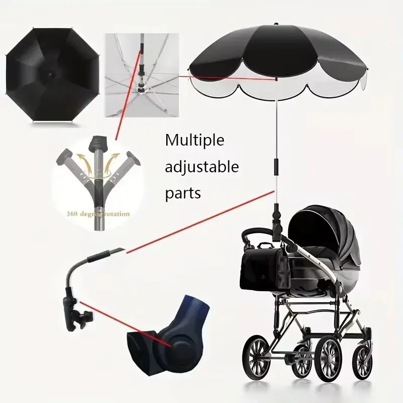 Universal baby car stroller umbrella, adjustable shade umbrella, uv sunshade for strollers, sun visor, portable sunshade item