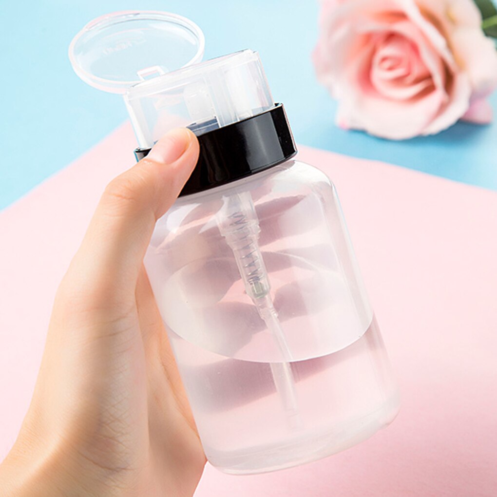 Portable 120ML/200ML Nail Polish Remover Alcohol Press Pumping Bottle Nail Art UV Gel Cleaner Empty Plastic Container Tool