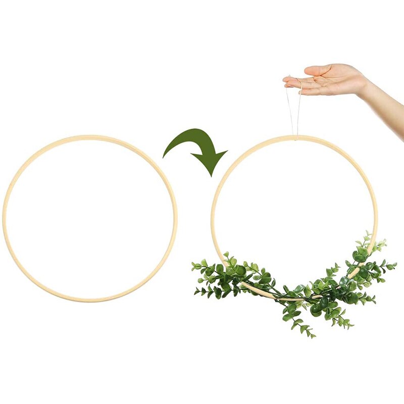 12 Pieces Wooden Bamboo Floral Hoop Set Macrame Craft Hoop Rings for DIY Wreath Decor, Dream Catcher