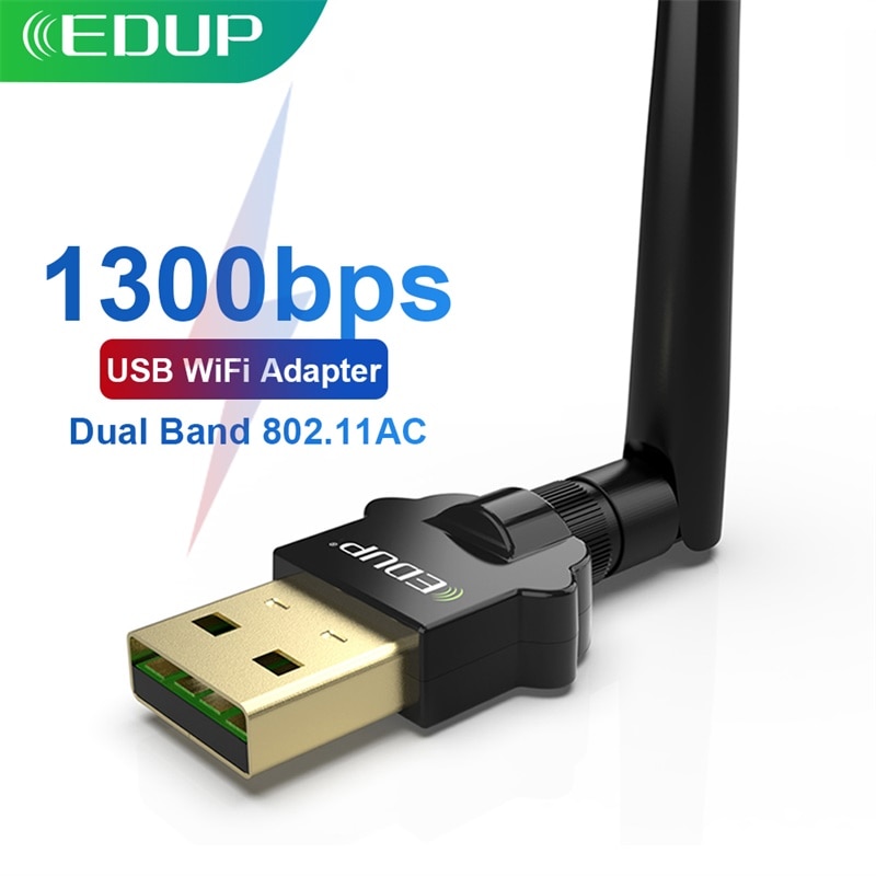 Edup 1300Mbps Usb Wifi Adapter Dual Band 2.4/5Ghz Draadloze Wifi Ontvanger Ac Wifi Dongle Netwerkkaart antenne Voor Desktop Laptop
