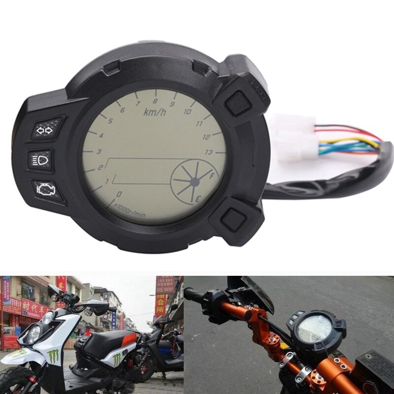 12V Lcd Motorfiets Digitale Snelheidsmeter Toerenteller 10000 Rpm 7 Kleur Snelheidsmeter Voor Yamaha Zuma Bmk X125 YW125 Voor Yamaha bws