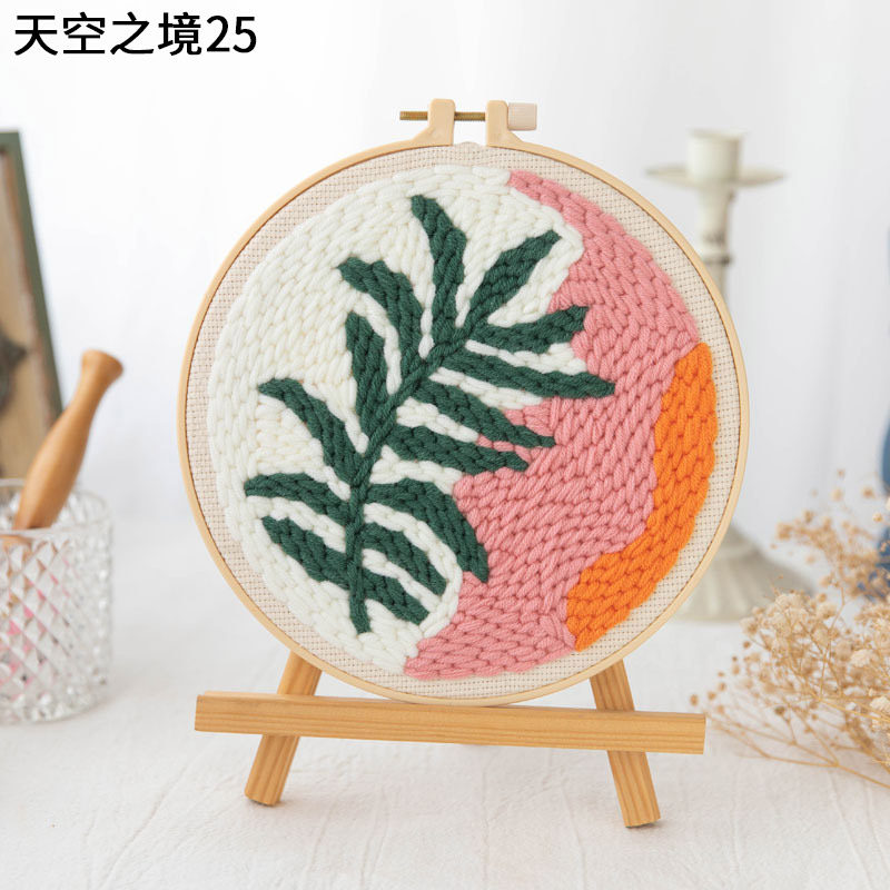 Kit de broderie pour débutants, matériel de bricolage , paquet de matériel de broderie, Kit de poinçons à l'aiguille, fournitures de broderie artisanale: Sky25