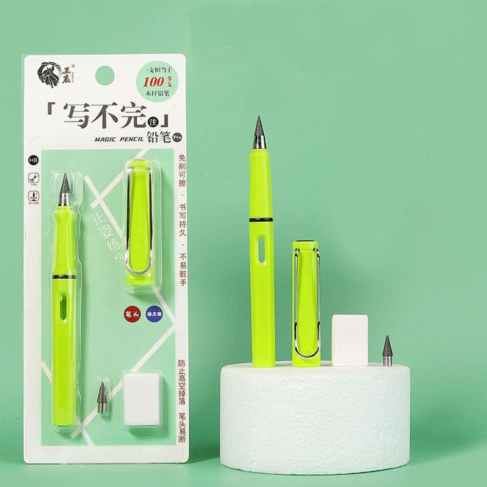 Lápiz eterno de escritura ilimitada con plumín de repuesto y borrador, sin tinta, para niños, arte de escritura, boceto, pintura, H5H5