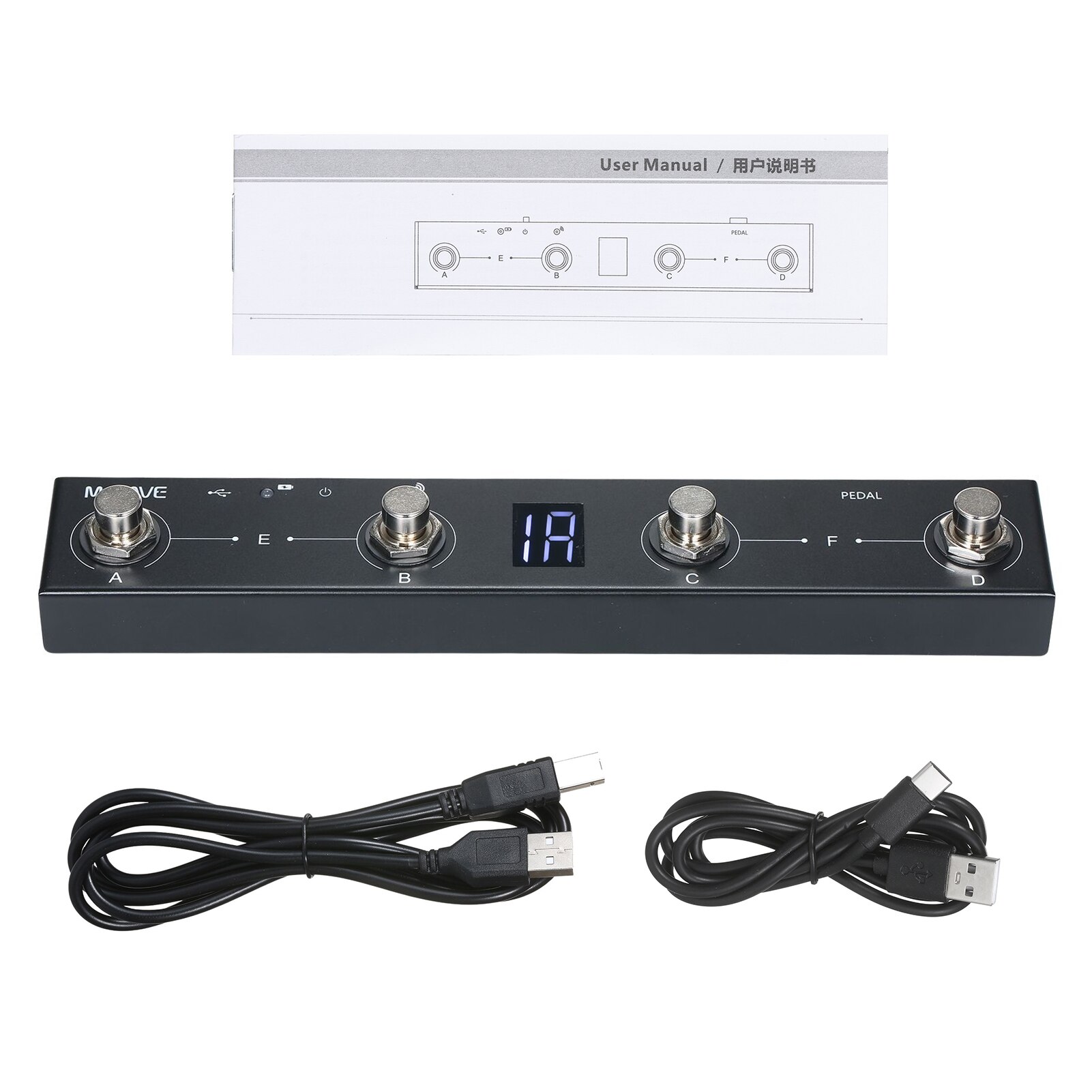 Contrôleur MIDI sans fil bluetooth, Rechargeable, 4 boutons, Portable, pédale, application, pour guitare, M-VAVE