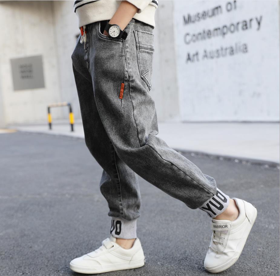110-150cm Boys Casual Jeans Trousers Autumn Denim Pants Kids Children Loose Pants Bottoms Clothing 4-11Y