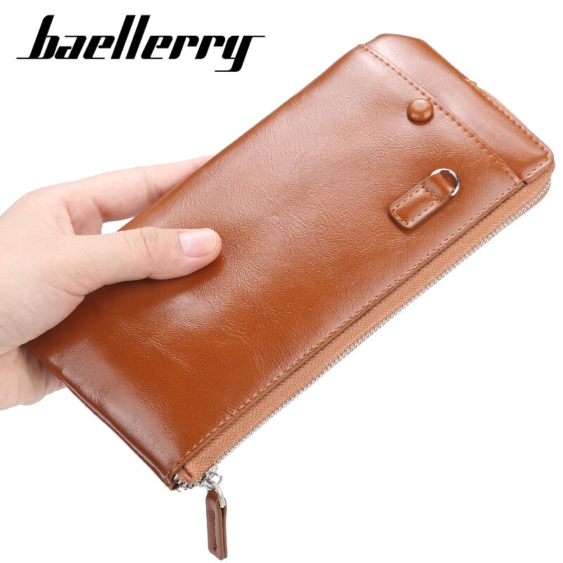 Classic Men Wallets Long for Phone Style Card Holder Male Purse Zipper Large Capacity Big Leather Zipper Business Wallet