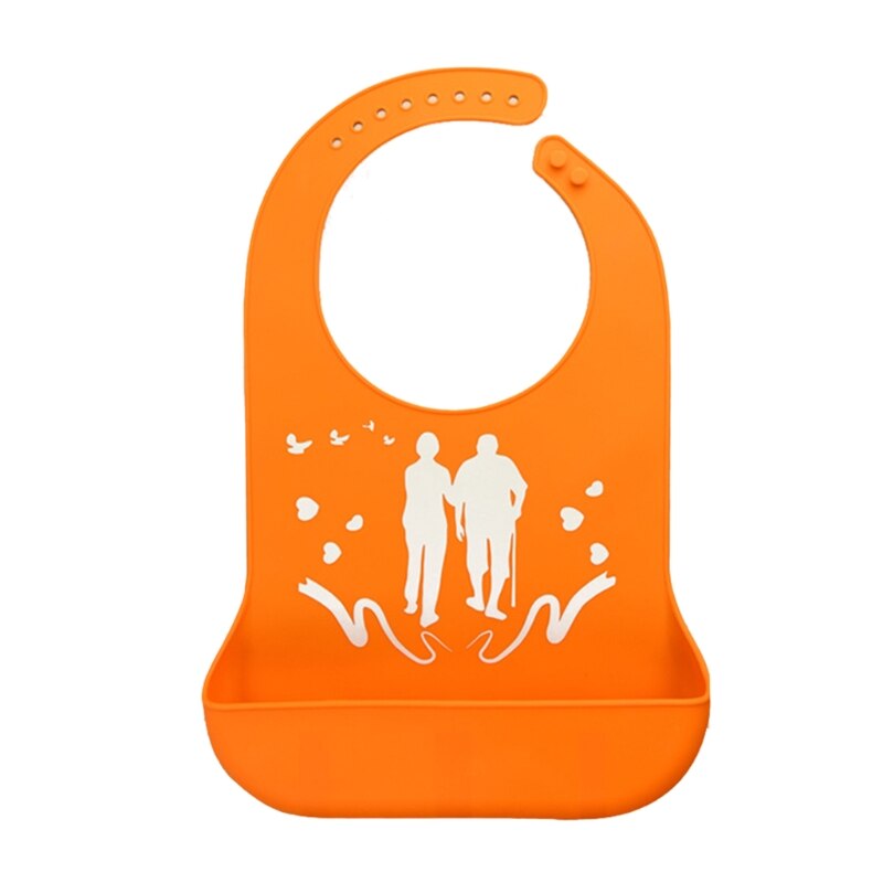 Volwassenen Waterdicht Anti-Olie Siliconen Bib Ouderen Aged Etenstijd Doek Protector Senior Citizen Aid Schorten 5 Kleuren: Orange