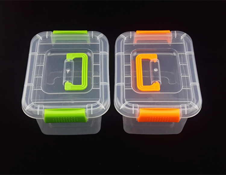1PC 3 Size Plastic Storage Box Portable Storage Finishing Box Transparent Plastic Boxes Large Tools Boxes with Handle JF 0670