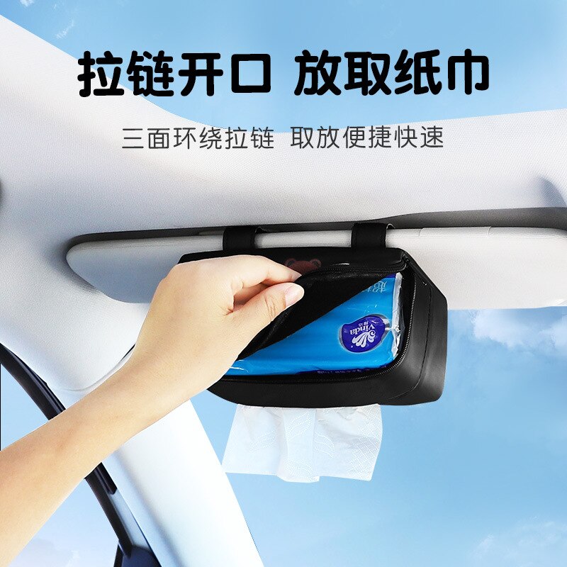 Car Paper Box Sun Visor Car Tissue Cover Hanging Car Tissue Box Car Interior Decoration Supplies Cartoon Modeling