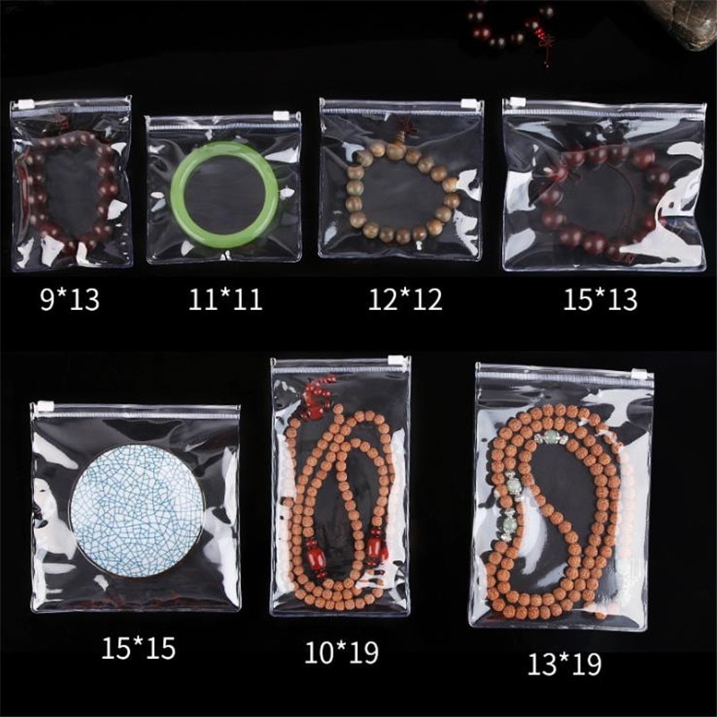 Sac en plastique souple épais clair sac à fermeture éclair en PVC scellé Anti-oxydation bijoux sac de rangement Souvenir emballage universel 10 pièces/lot