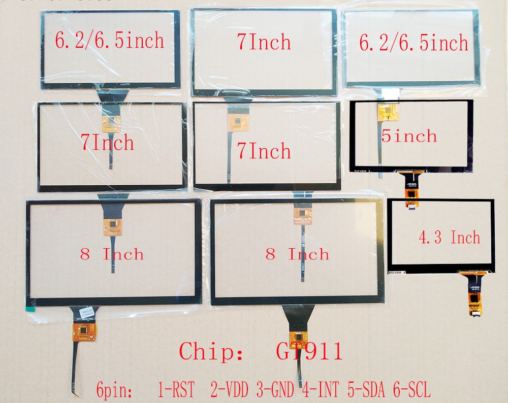 4,3/5/6.1/6.2/6.5/6.9/7/8/9/10. Panel táctil del Sensor de la pantalla táctil capacitiva de 1 pulgada, GT911 928 9271 615 Universal