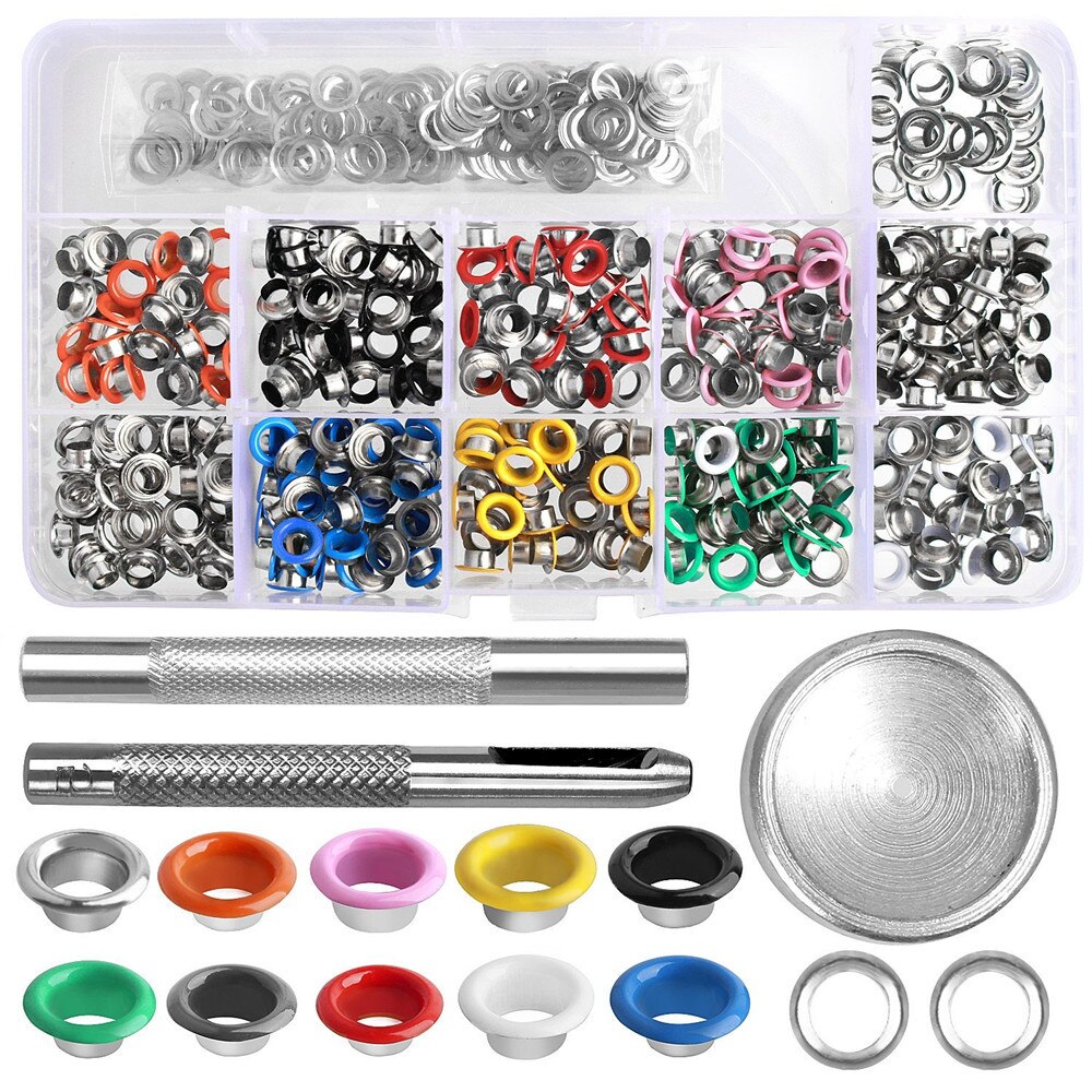 400 Sets Van Binnendiameter 6 Mm Kleur Pneumoeye Multi-Size Waarde Grommets Kit Metalen Oogje Schoenen Kleding Ambachten 10 Kleuren T6: Default Title