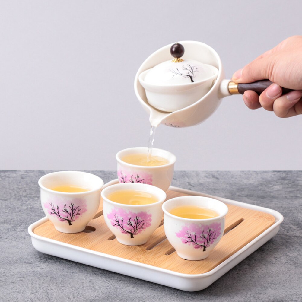 Ceramic Rotating Teapot 360 Rotating Teapot Ceramic Tea Maker Infuser for Outdoor Travel Pot Cup Teaware