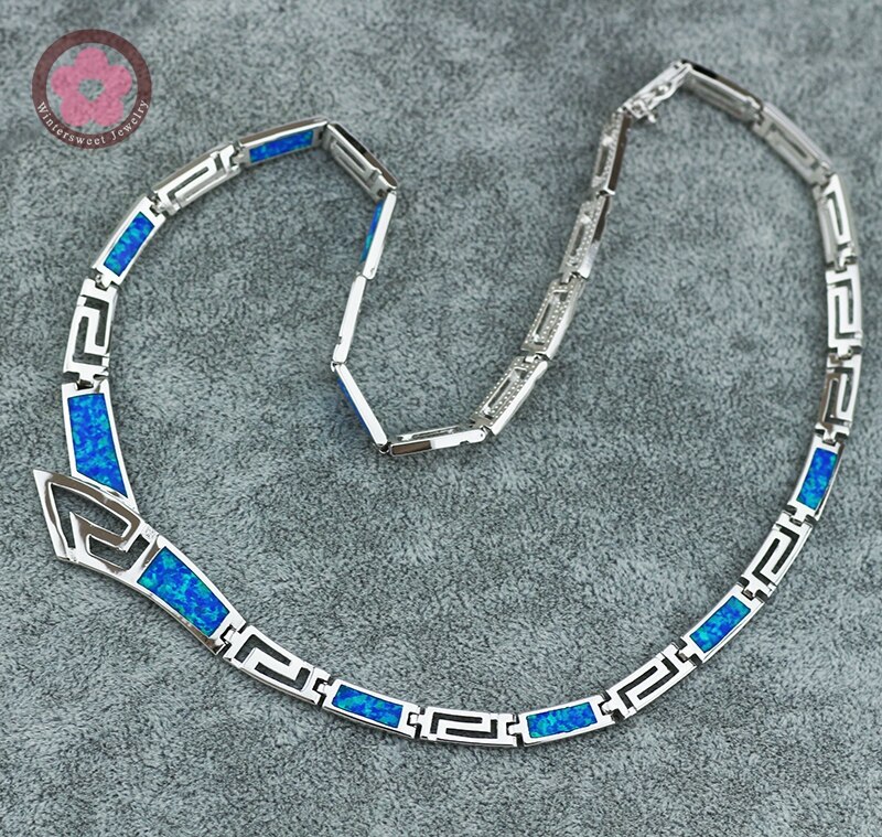 JZN0006 Necktie Shape Necklace Unique Top Blue Opal Gem Necklace for charm Women Jewelry Christmas