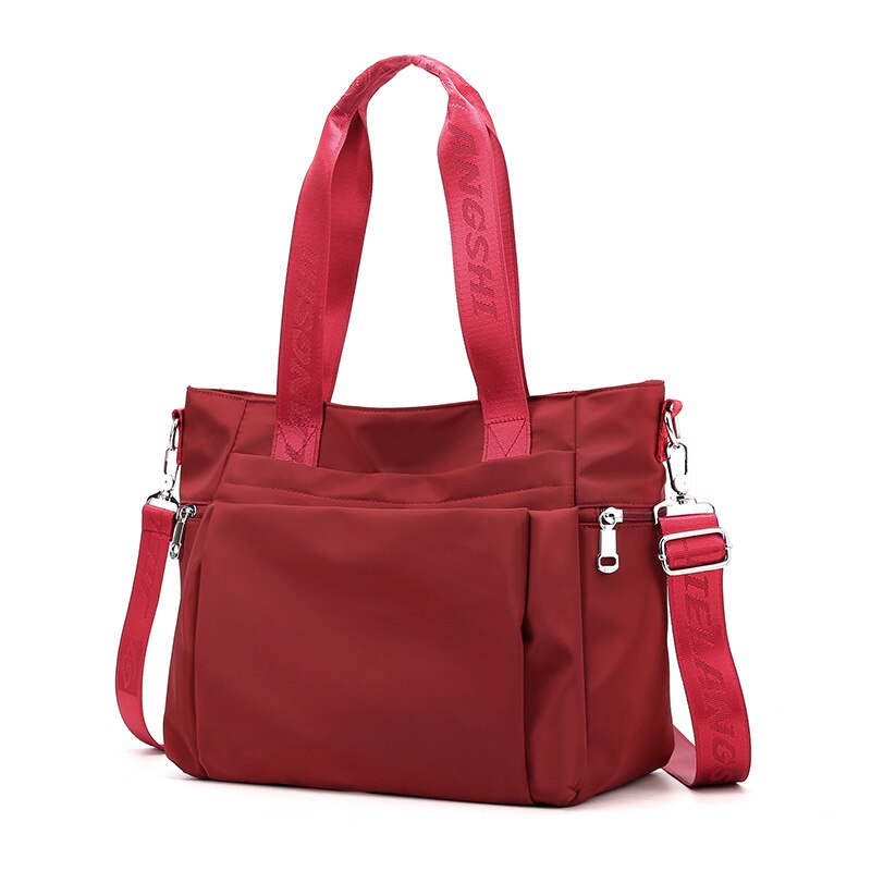 Borsa in Nylon impermeabile borse per Laptop grandi da donna borsa a tracolla borse per mamma di grande capacità borsa a tracolla Tote borsa principale: Borgogna