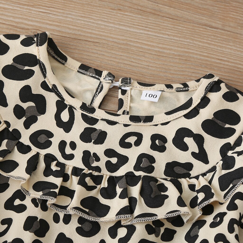 2020 autunno Bambino di Inverno Del Bambino Scherza I Vestiti Del Bambino Delle Ragazze Casual Abiti A Maniche Lunghe Della Stampa Del Leopardo Dell'increspatura Del Vestito Del Bambino Vestiti Della Ragazza